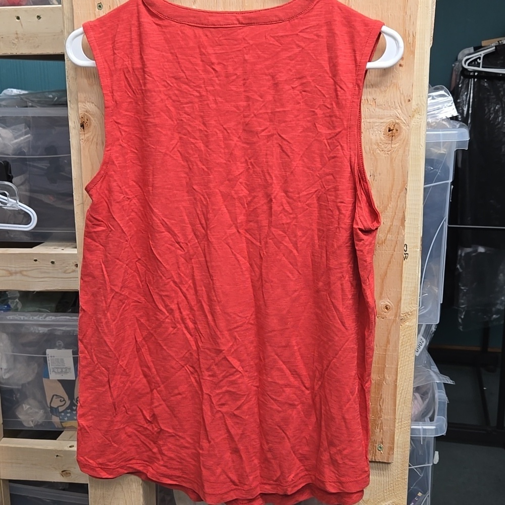 Tahari Size L Faded Red Sleeveless Tank Top - Picture 3 of 7
